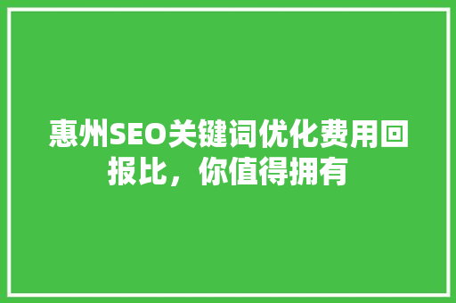 惠州SEO关键词优化费用回报比，你值得拥有