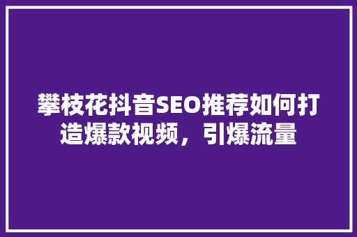 攀枝花抖音SEO推荐如何打造爆款视频，引爆流量