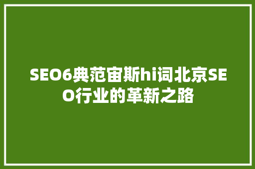 SEO6典范宙斯hi词北京SEO行业的革新之路