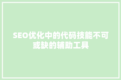 SEO优化中的代码技能不可或缺的辅助工具