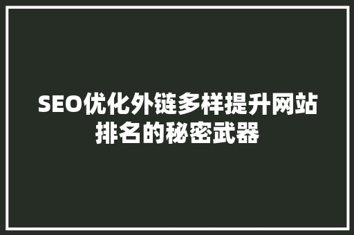 SEO优化外链多样提升网站排名的秘密武器