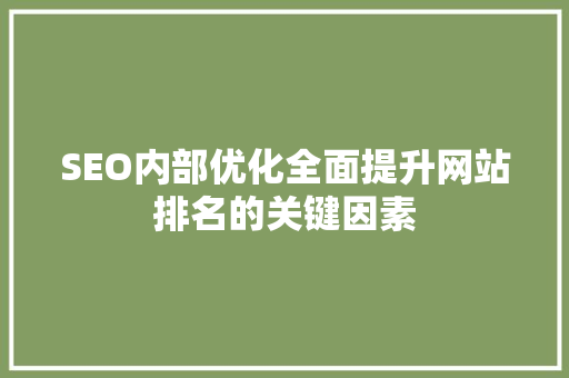 SEO内部优化全面提升网站排名的关键因素