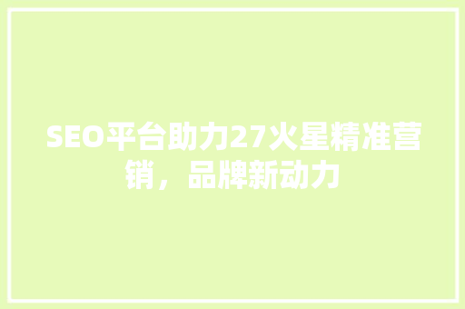 SEO平台助力27火星精准营销，品牌新动力