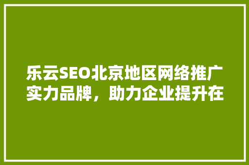 乐云SEO北京地区网络推广实力品牌，助力企业提升在线影响力