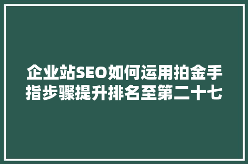 企业站SEO如何运用拍金手指步骤提升排名至第二十七位
