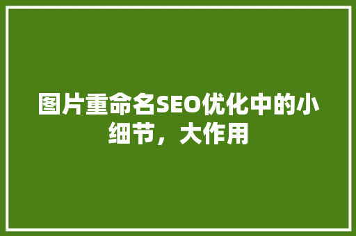 图片重命名SEO优化中的小细节，大作用
