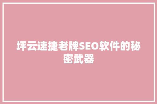 坪云速捷老牌SEO软件的秘密武器
