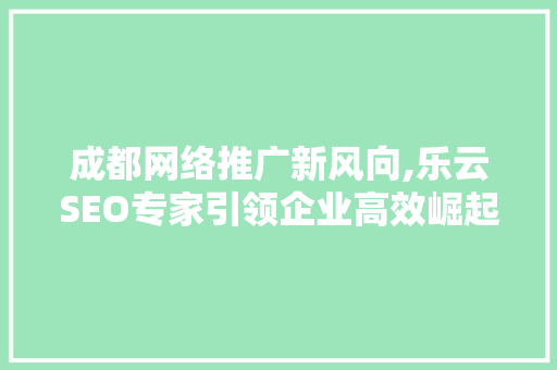 成都网络推广新风向,乐云SEO专家引领企业高效崛起