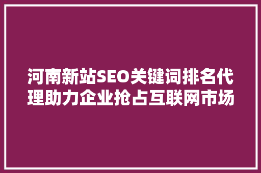 河南新站SEO关键词排名代理助力企业抢占互联网市场制高点