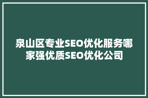 泉山区专业SEO优化服务哪家强优质SEO优化公司