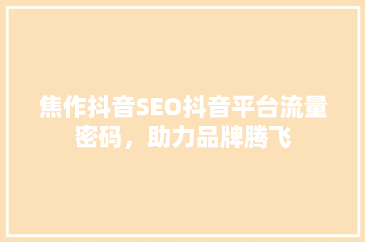 焦作抖音SEO抖音平台流量密码，助力品牌腾飞