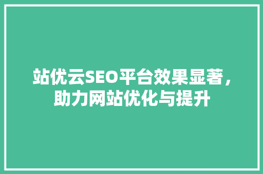站优云SEO平台效果显著，助力网站优化与提升