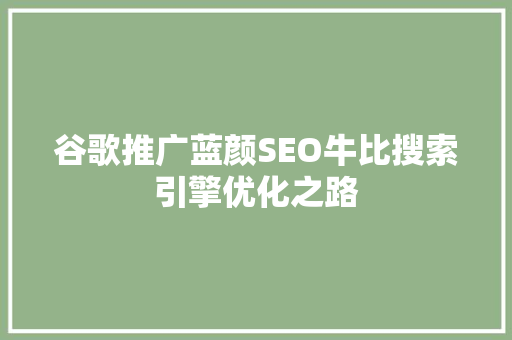 谷歌推广蓝颜SEO牛比搜索引擎优化之路