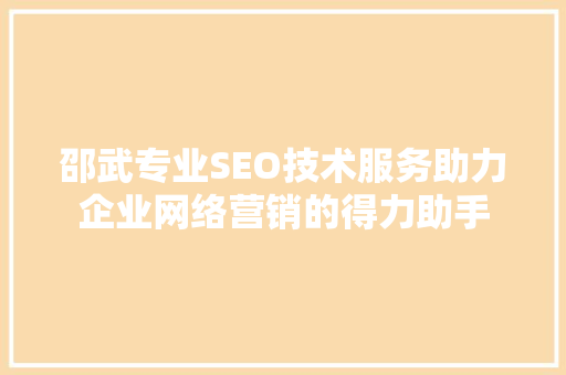 邵武专业SEO技术服务助力企业网络营销的得力助手