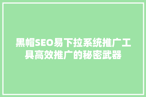 黑帽SEO易下拉系统推广工具高效推广的秘密武器