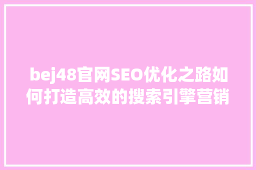 bej48官网SEO优化之路如何打造高效的搜索引擎营销步骤