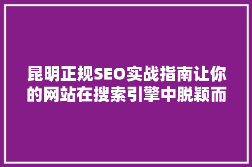 昆明正规SEO实战指南让你的网站在搜索引擎中脱颖而出