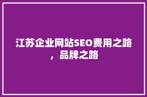 江苏企业网站SEO费用之路，品牌之路