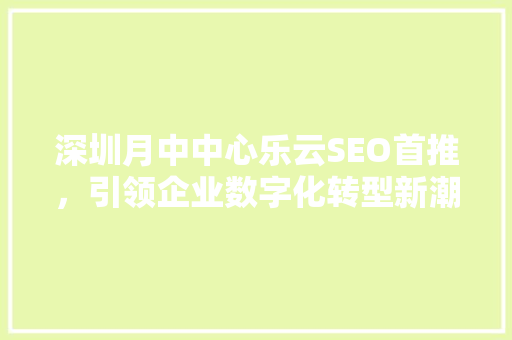 深圳月中中心乐云SEO首推，引领企业数字化转型新潮流