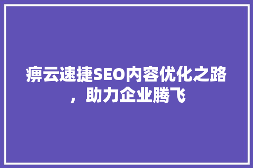 痹云速捷SEO内容优化之路，助力企业腾飞