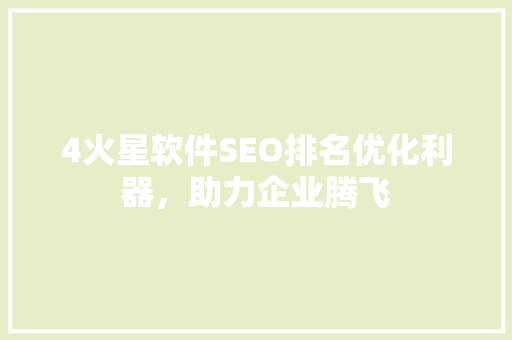 4火星软件SEO排名优化利器，助力企业腾飞