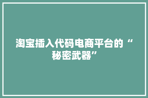 淘宝插入代码电商平台的“秘密武器”  第1张