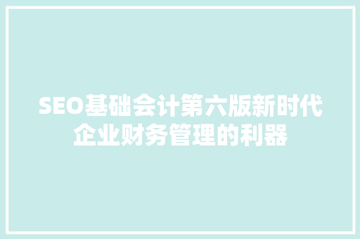 SEO基础会计第六版新时代企业财务管理的利器