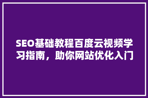 SEO基础教程百度云视频学习指南，助你网站优化入门