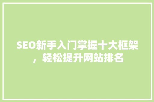 SEO新手入门掌握十大框架，轻松提升网站排名