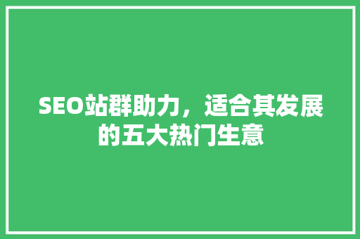 SEO站群助力，适合其发展的五大热门生意