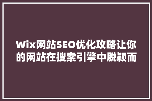 Wix网站SEO优化攻略让你的网站在搜索引擎中脱颖而出