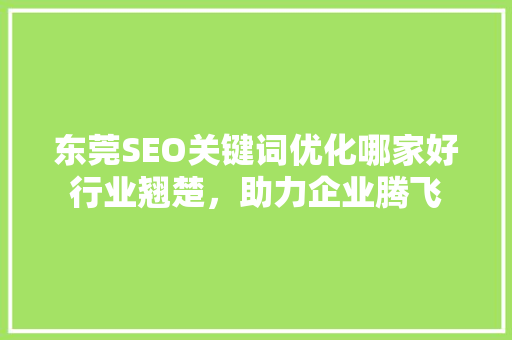 东莞SEO关键词优化哪家好行业翘楚，助力企业腾飞