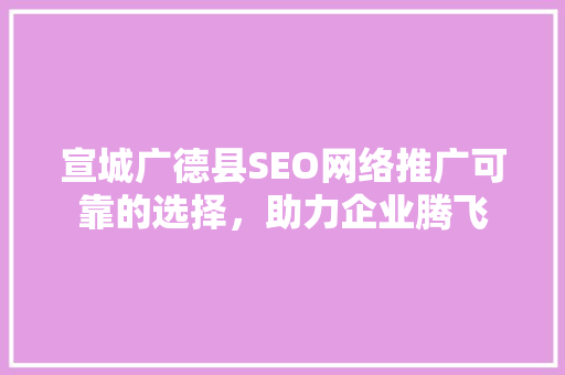 宣城广德县SEO网络推广可靠的选择，助力企业腾飞