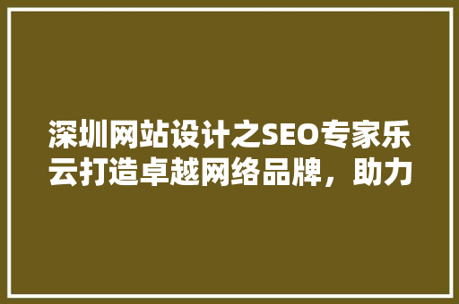 深圳网站设计之SEO专家乐云打造卓越网络品牌，助力企业腾飞