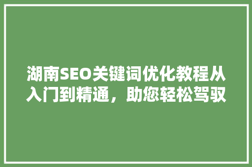 湖南SEO关键词优化教程从入门到精通，助您轻松驾驭搜索引擎优化