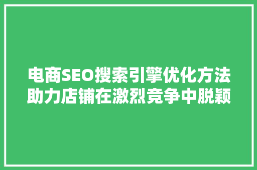 电商SEO搜索引擎优化方法助力店铺在激烈竞争中脱颖而出