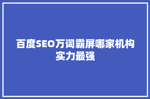 百度SEO万词霸屏哪家机构实力最强