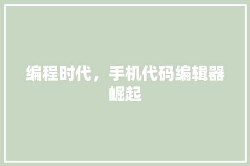 编程时代，手机代码编辑器崛起