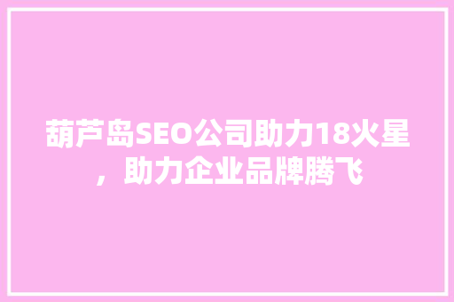 葫芦岛SEO公司助力18火星，助力企业品牌腾飞