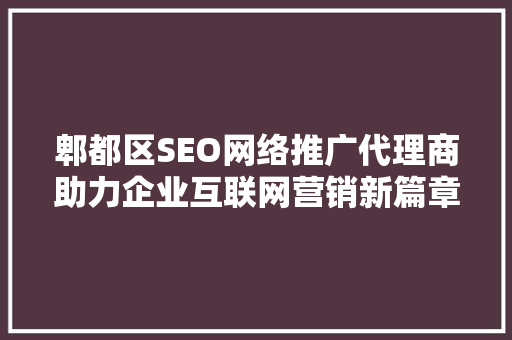 郫都区SEO网络推广代理商助力企业互联网营销新篇章