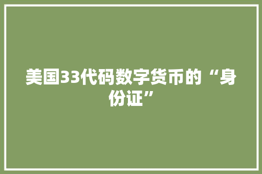 美国33代码数字货币的“身份证”