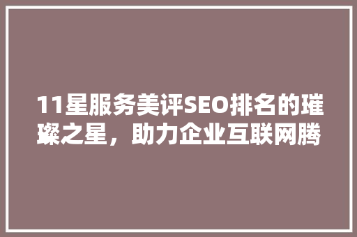 11星服务美评SEO排名的璀璨之星，助力企业互联网腾飞