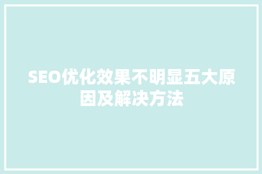 SEO优化效果不明显五大原因及解决方法