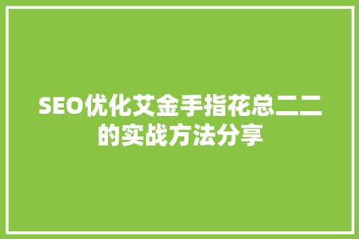 SEO优化艾金手指花总二二的实战方法分享