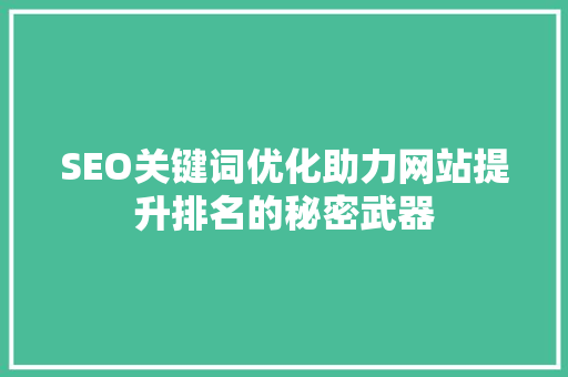 SEO关键词优化助力网站提升排名的秘密武器