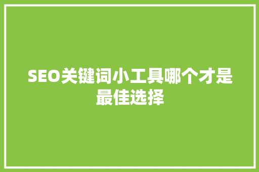 SEO关键词小工具哪个才是最佳选择