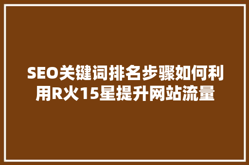 SEO关键词排名步骤如何利用R火15星提升网站流量
