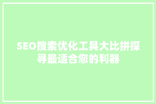 SEO搜索优化工具大比拼探寻最适合您的利器