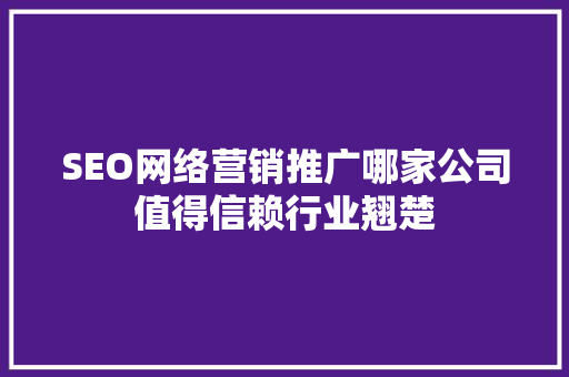 SEO网络营销推广哪家公司值得信赖行业翘楚