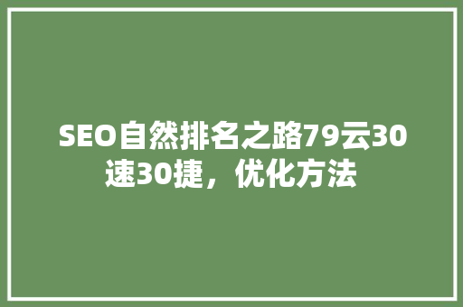 SEO自然排名之路79云30速30捷，优化方法